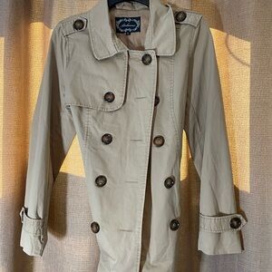 Ambiance Tan Double-Breasted Trench Coat
